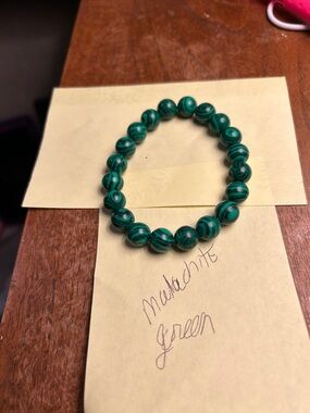 Green Malachite Bead Stretch Bracelet